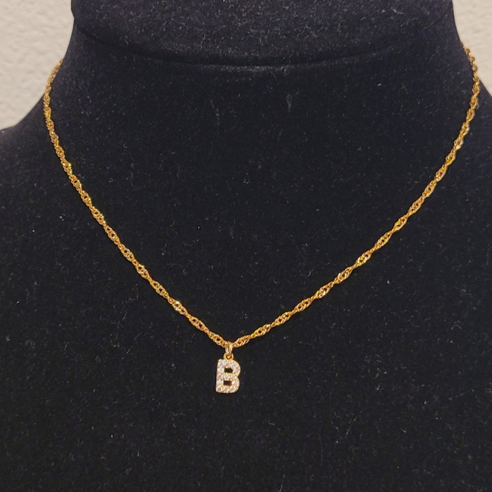 Vivamacity Diamond Initial Choker Letter "B" Cubic Zircon New